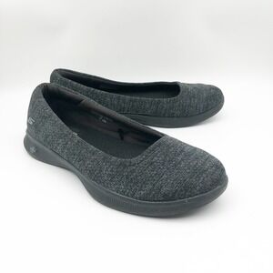 Skechers Shoes Womens 7 GoStep Lite Evoke Walking Black Grey Goga Max Slip On